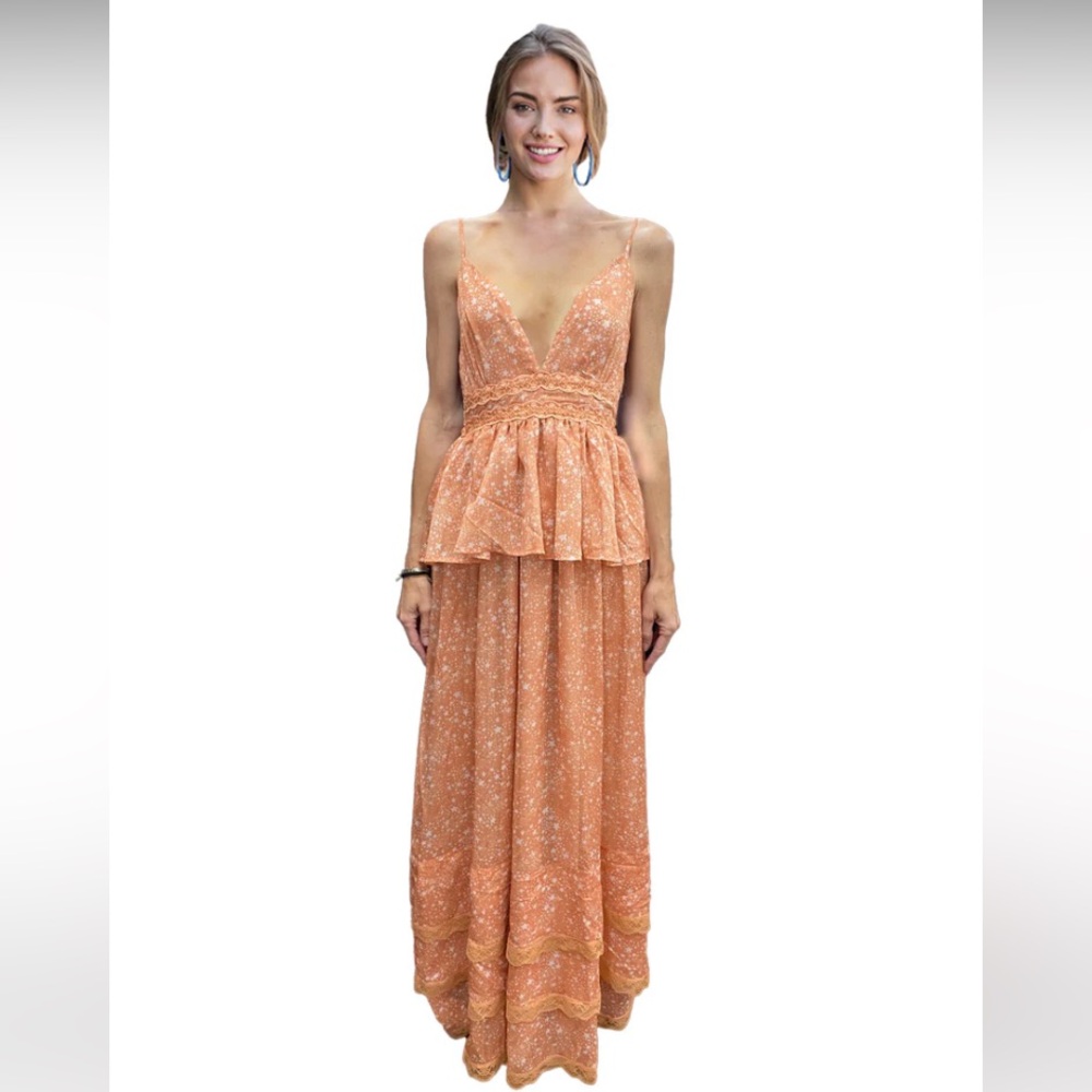NEW WITH TAGS BTFL-LIFE tiered maxi dress XS